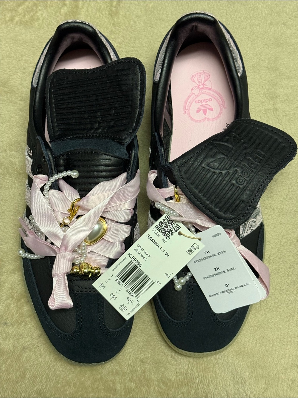 Authentic Adidas Samba LT W Women's Athletic Shoes Black Pink Pearls